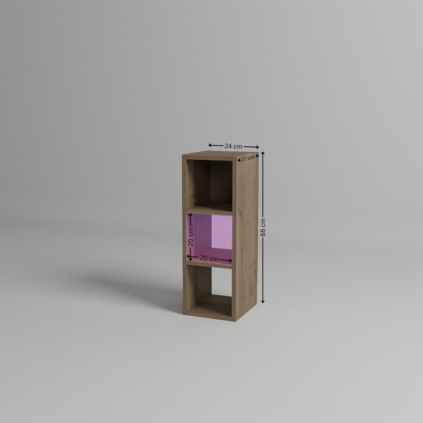 Slim side table with open shelves, ideal as a bedside or sofa companion for books, plants or daily essentials