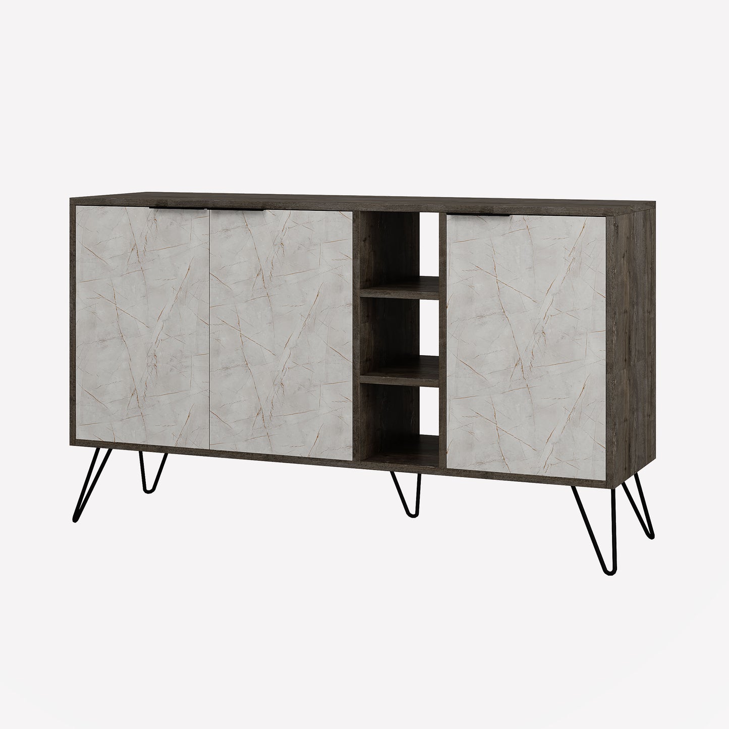 Modern sideboard cabinet with metal legs and closed storage, ideal for living room, dining area or hallway