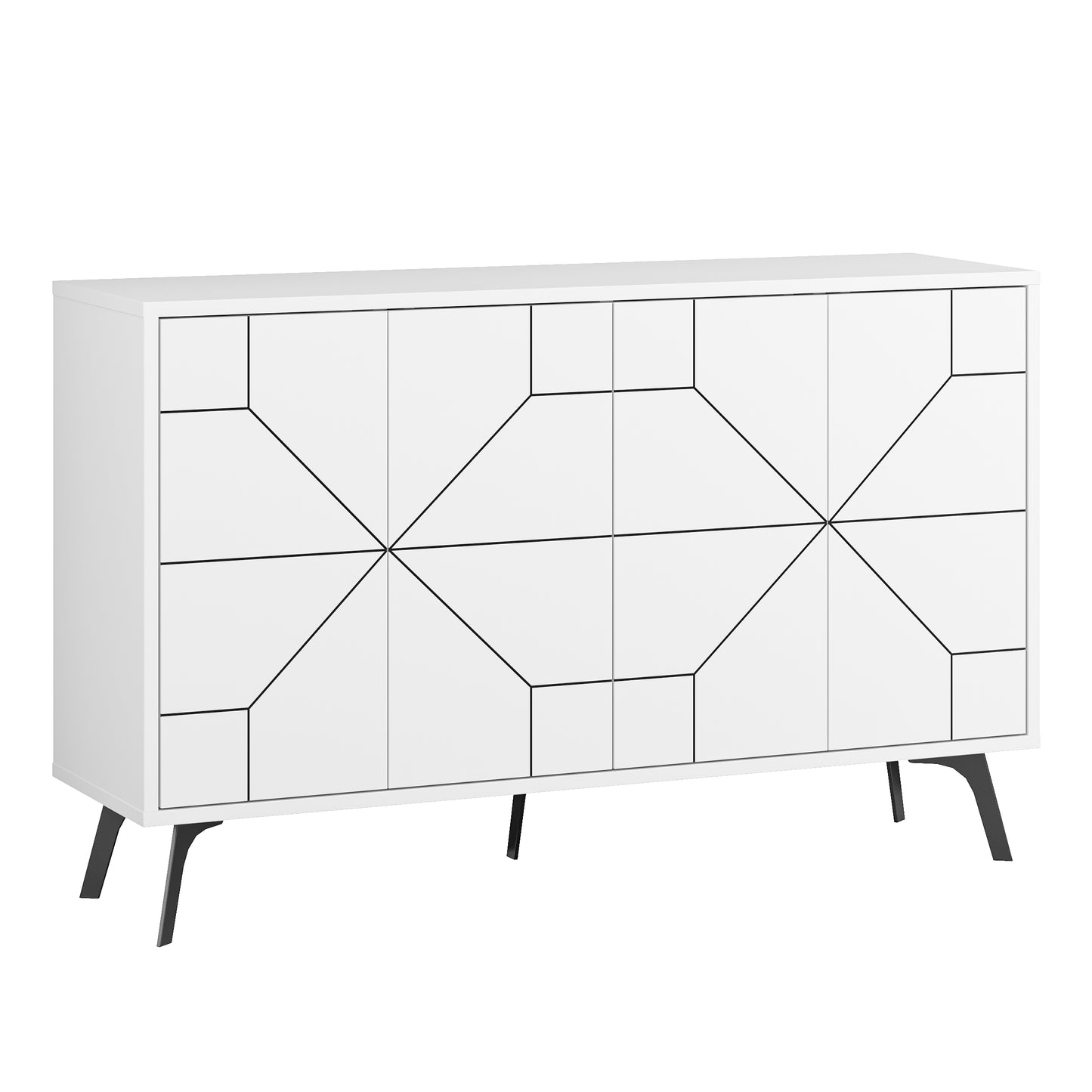 Modern sideboard cabinet with metal legs and closed storage, ideal for living room, dining area or hallway