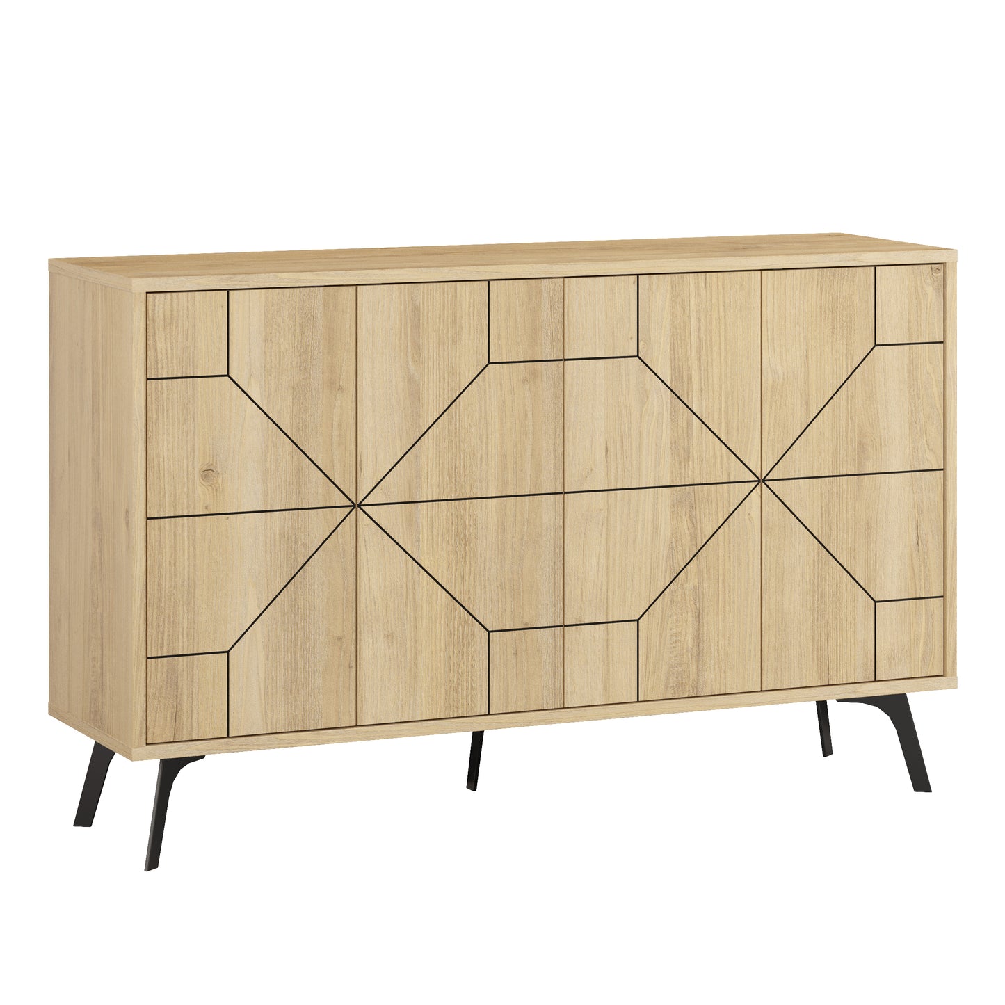 Modern sideboard cabinet with metal legs and closed storage, ideal for living room, dining area or hallway