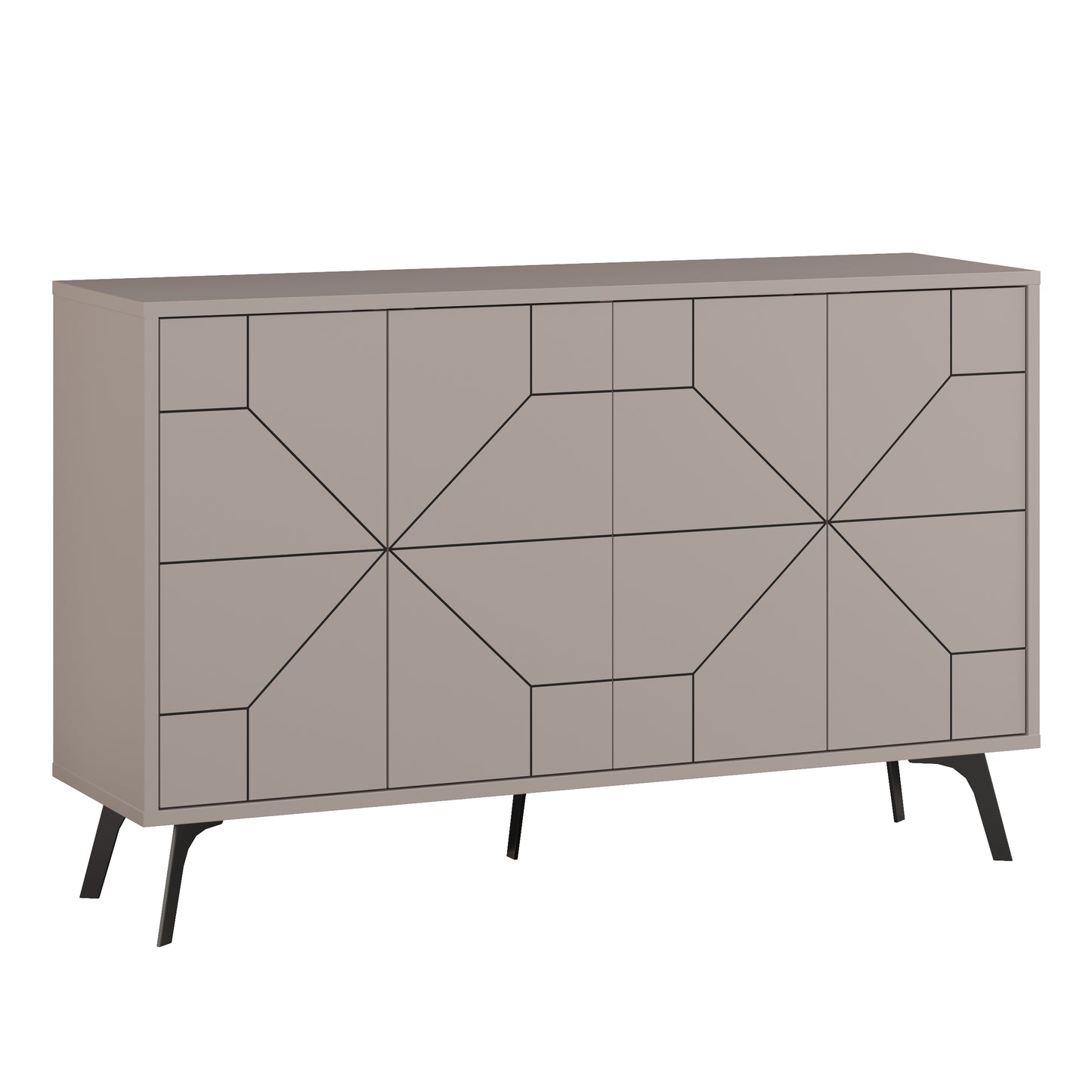 Modern sideboard cabinet with metal legs and closed storage, ideal for living room, dining area or hallway