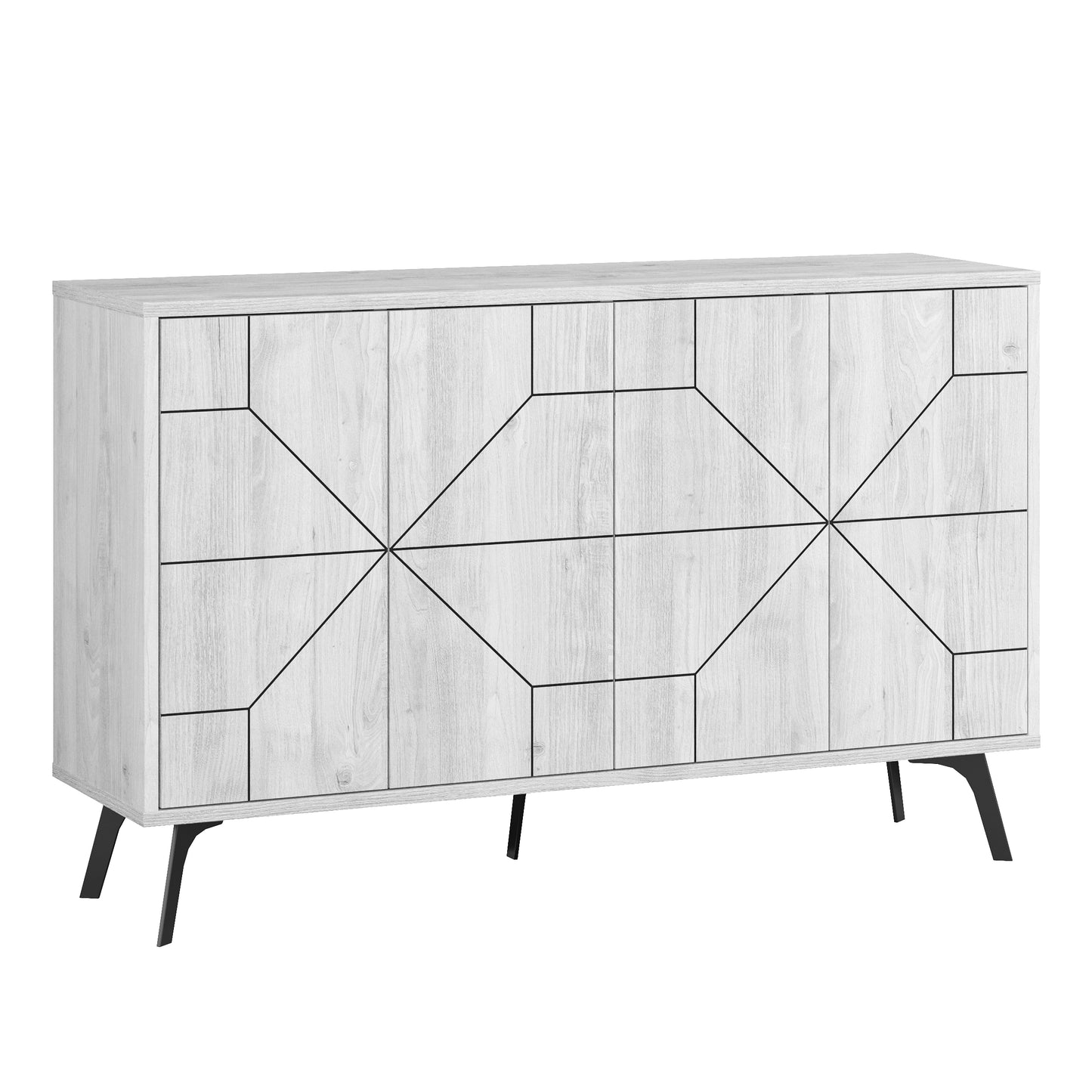 Modern sideboard cabinet with metal legs and closed storage, ideal for living room, dining area or hallway