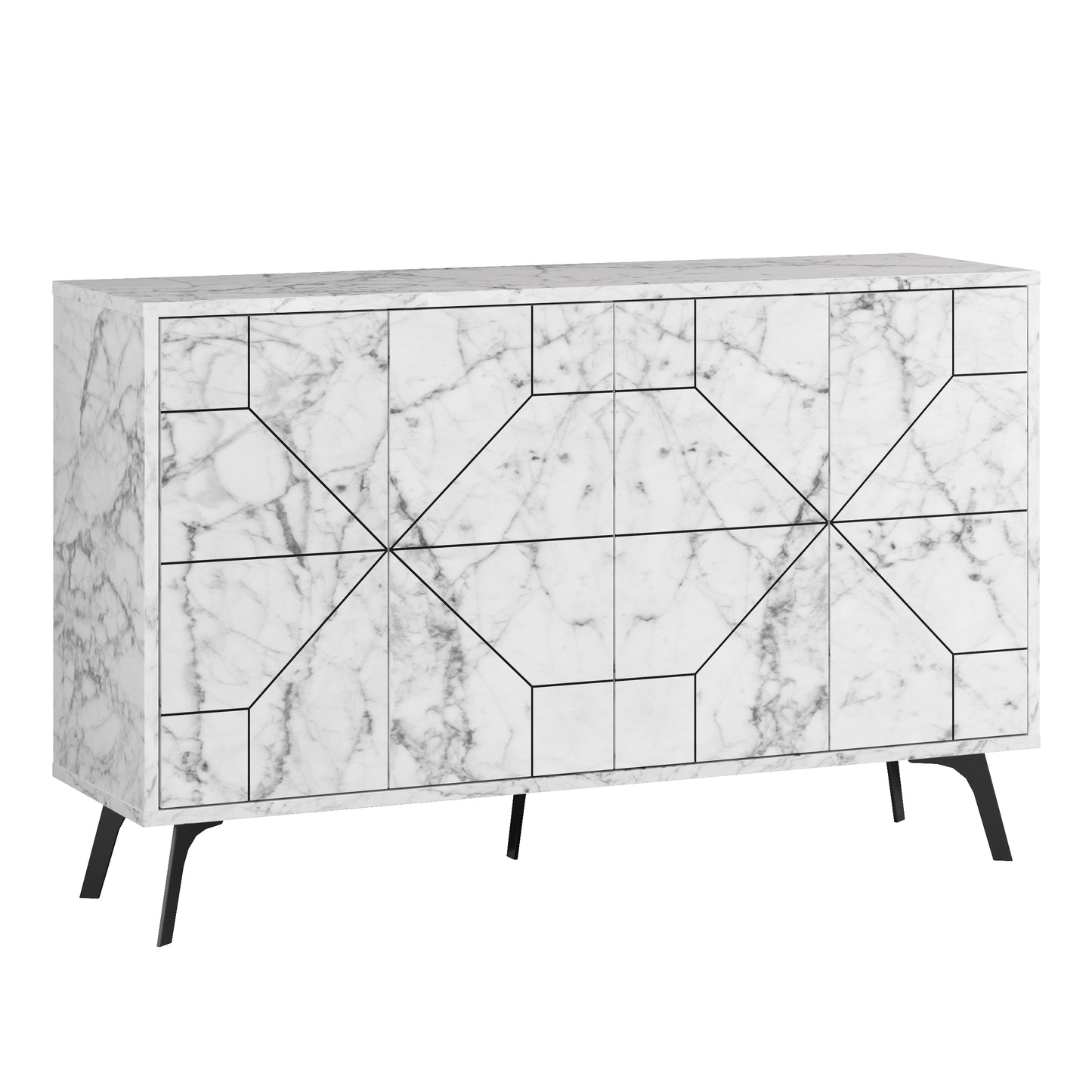 Modern sideboard cabinet with metal legs and closed storage, ideal for living room, dining area or hallway