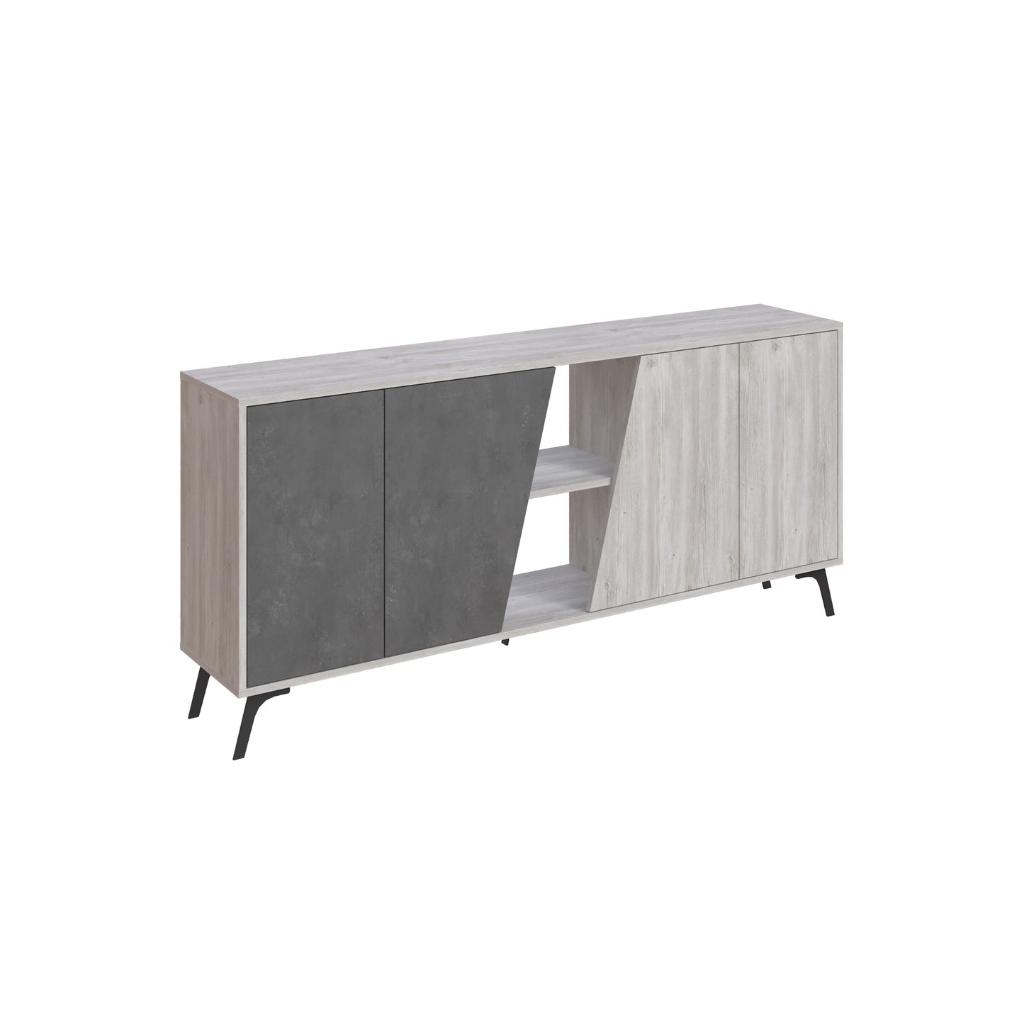 180 cm wide sideboard with retro grey and ancient white finish, ideal for modern living room or dining room storage