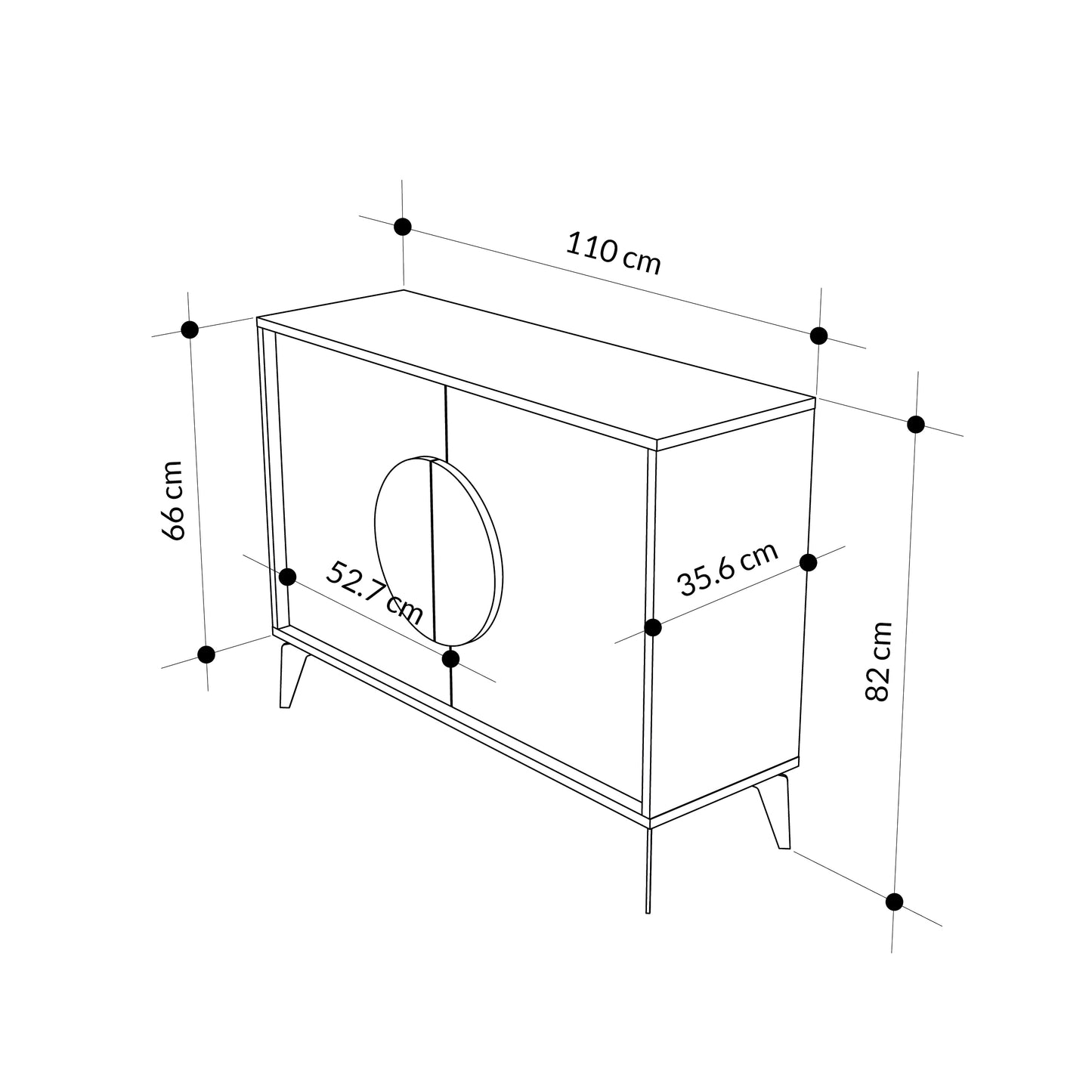 Modern sideboard cabinet with metal legs and closed storage, ideal for living room, dining area or hallway