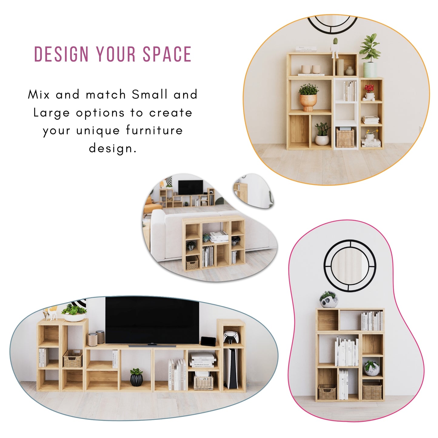 Combayn Modular Large Side Table – Versatile Storage Unit for Living Room or Bedroom, 4 Colour Options
