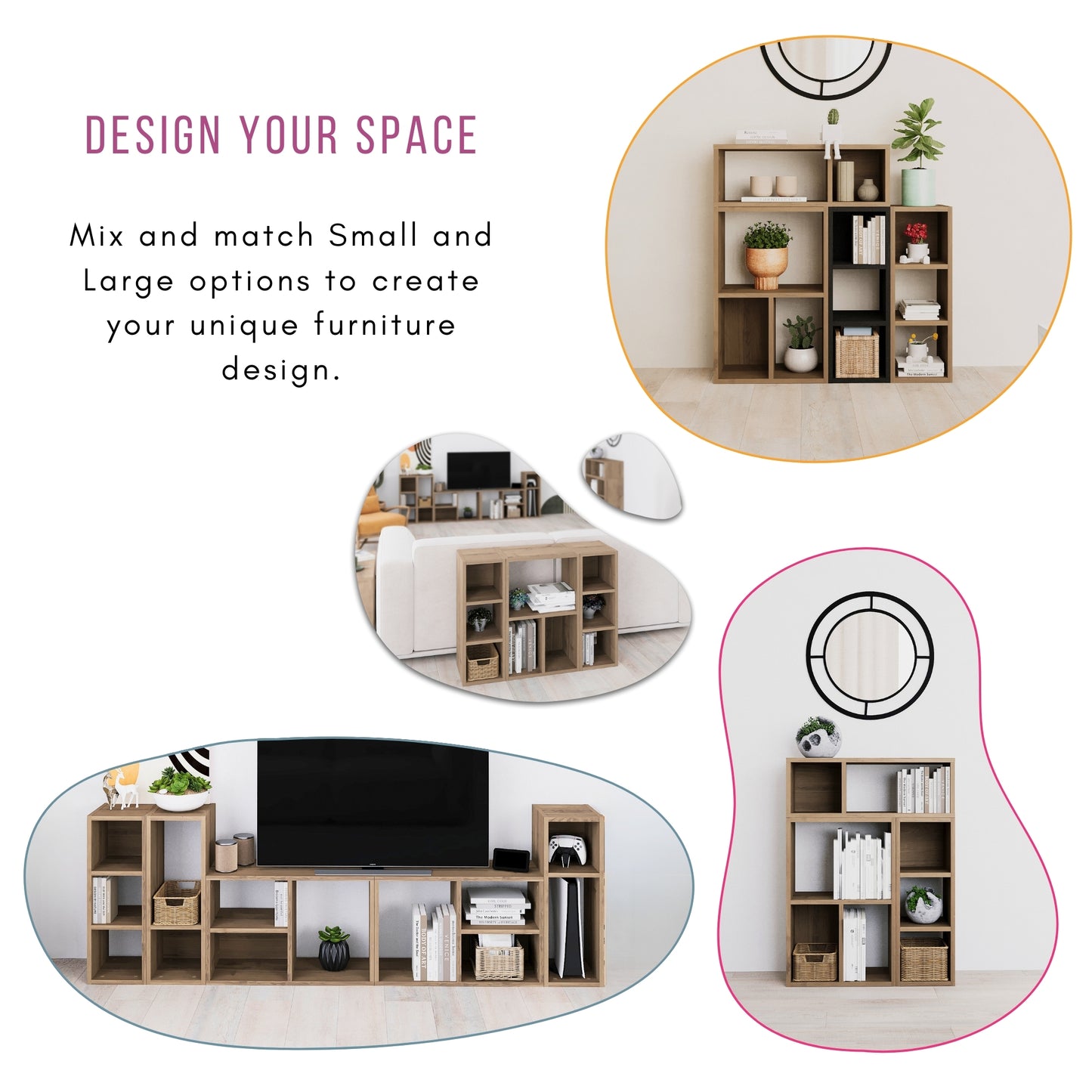 Combayn Modular Large Side Table – Versatile Storage Unit for Living Room or Bedroom, 4 Colour Options