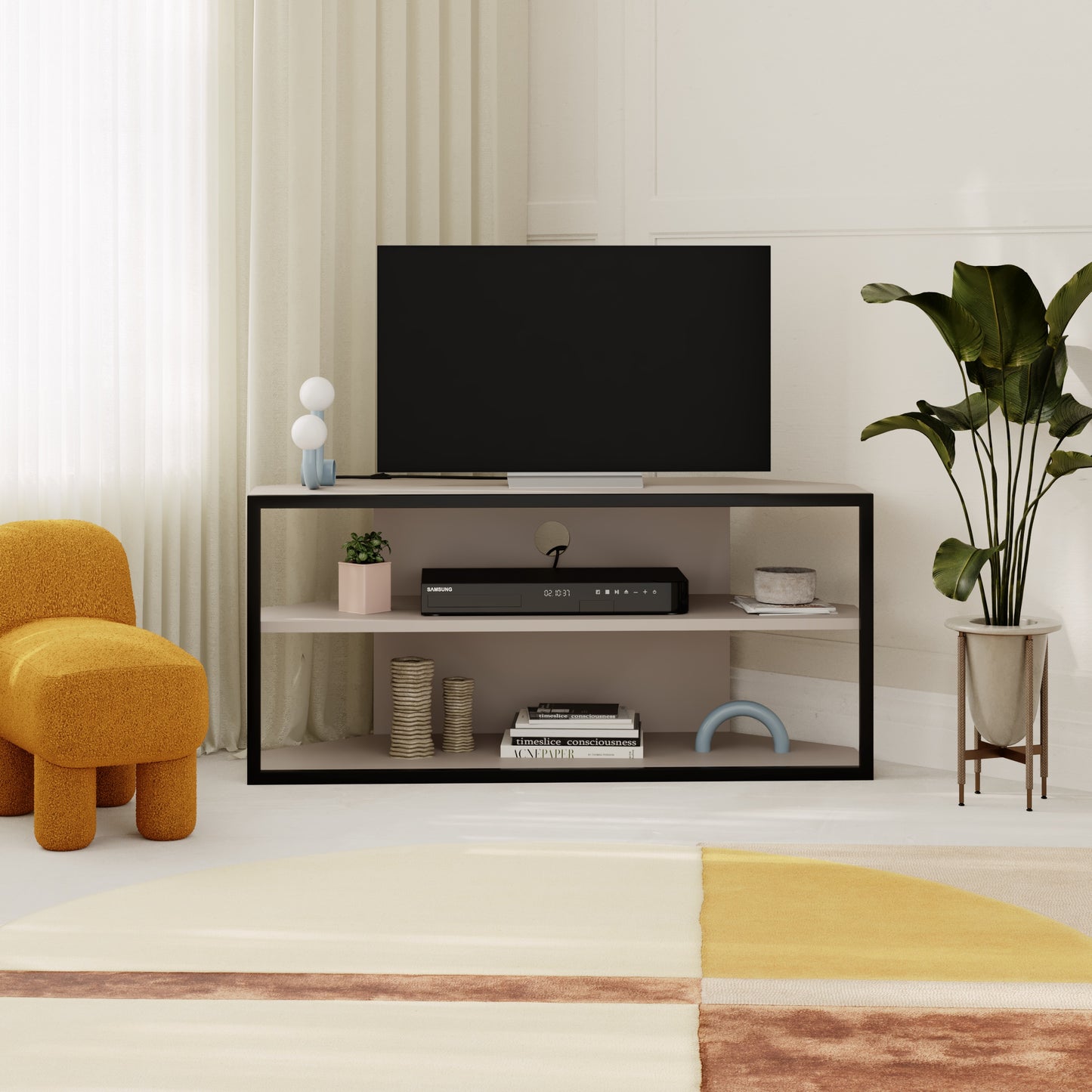 Corner TV Stand for 43 Inch – Ceku Modern Unit with Metal Frame & Shelves