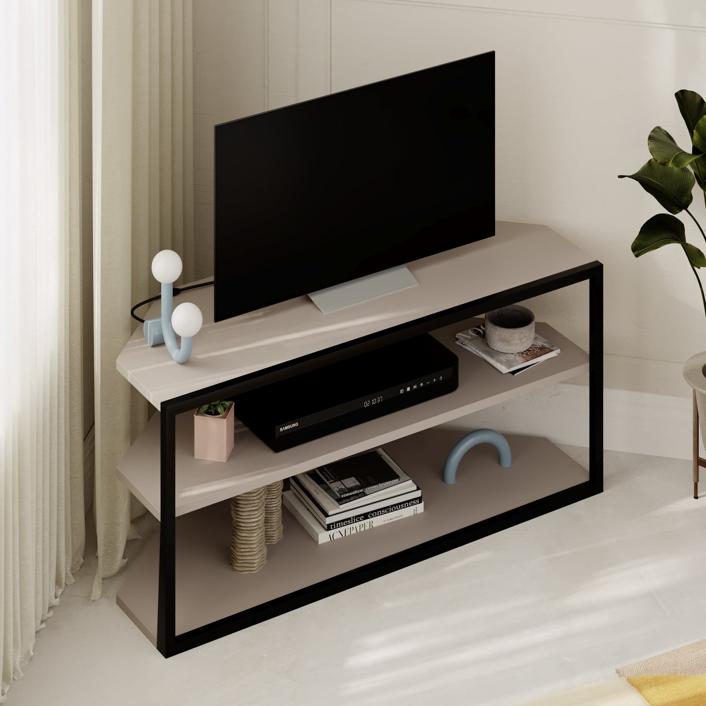 Corner TV Stand for 43 Inch – Ceku Modern Unit with Metal Frame & Shelves