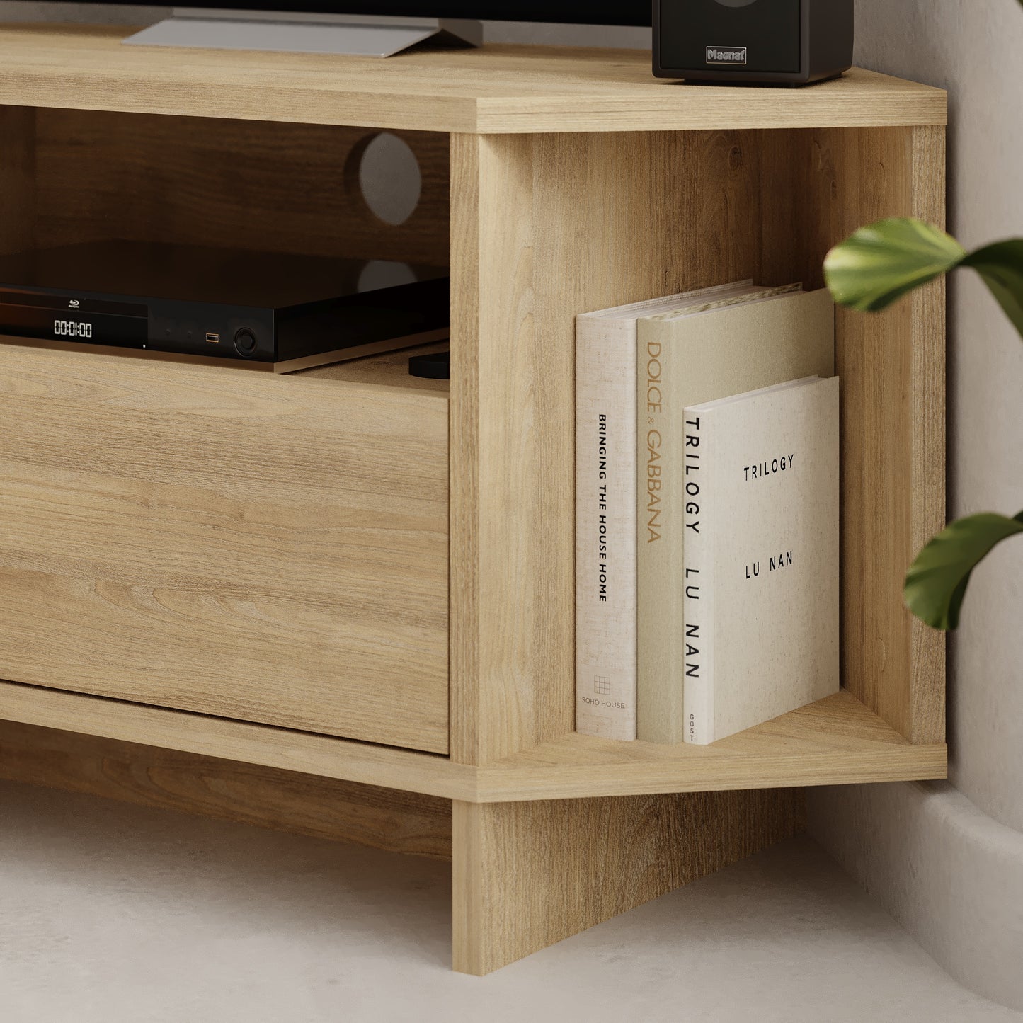 Corner TV Stand for 40 Inch TVs – Lila Modern Unit with Cabinet & Cable Management
