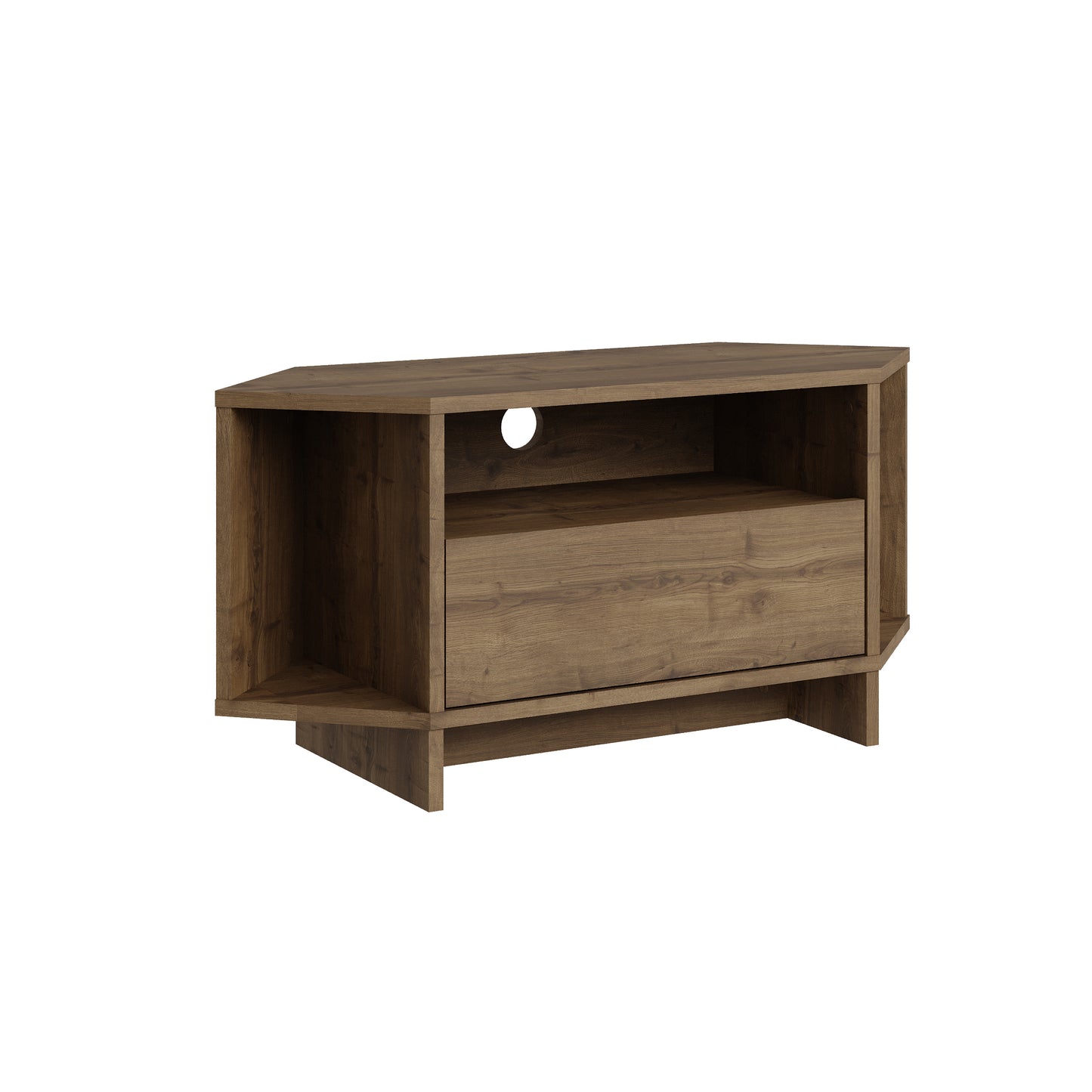 Corner TV Stand for 40 Inch TVs – Lila Modern Unit with Cabinet & Cable Management