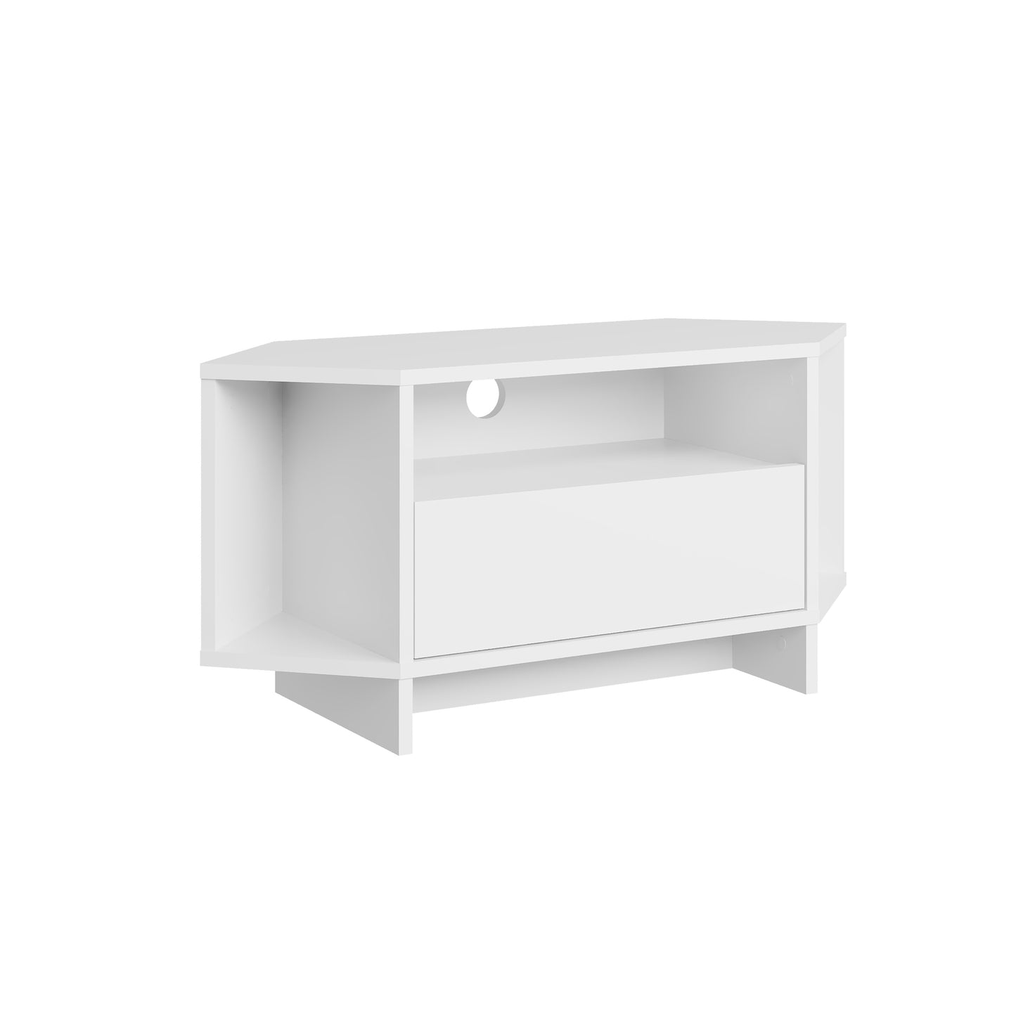 Corner TV Stand for 40 Inch TVs – Lila Modern Unit with Cabinet & Cable Management