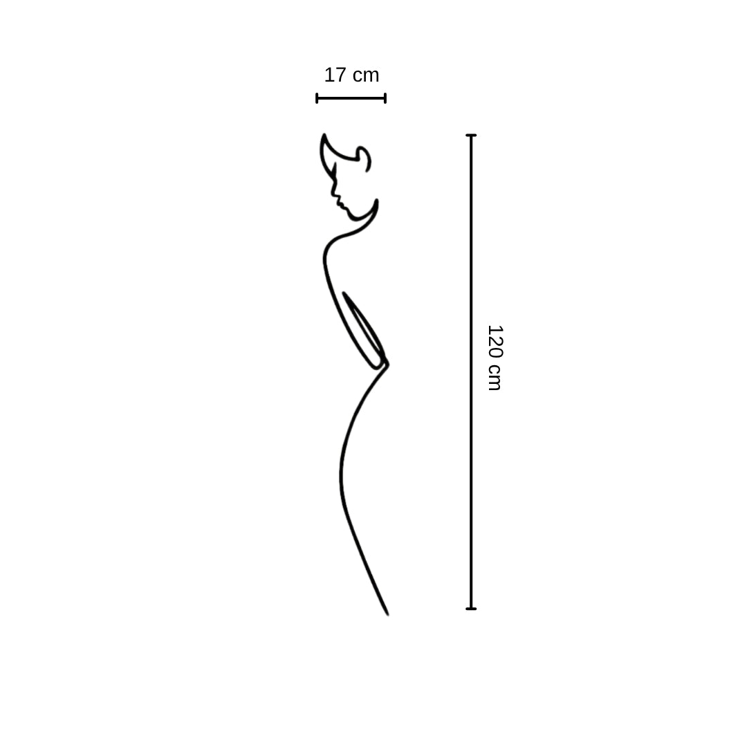 Minimalist Elegance Metal Wall Art – 3D Abstract Woman Silhouette | 120x17 cm