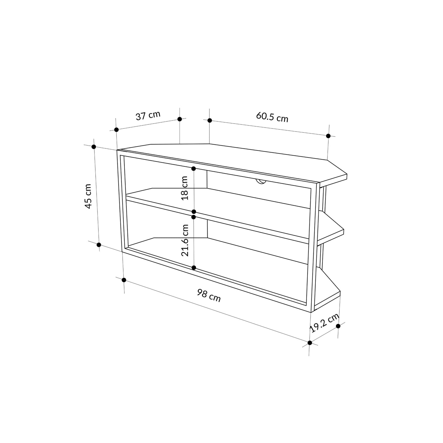 Corner TV Stand for 43 Inch – Ceku Modern Unit with Metal Frame & Shelves
