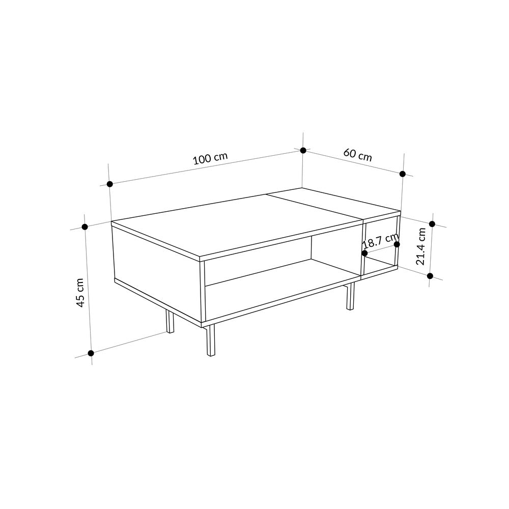 Isbrae 100cm Coffee Table with 4 Storage Compartments — Sonoma Oak, Ash Green, image 6