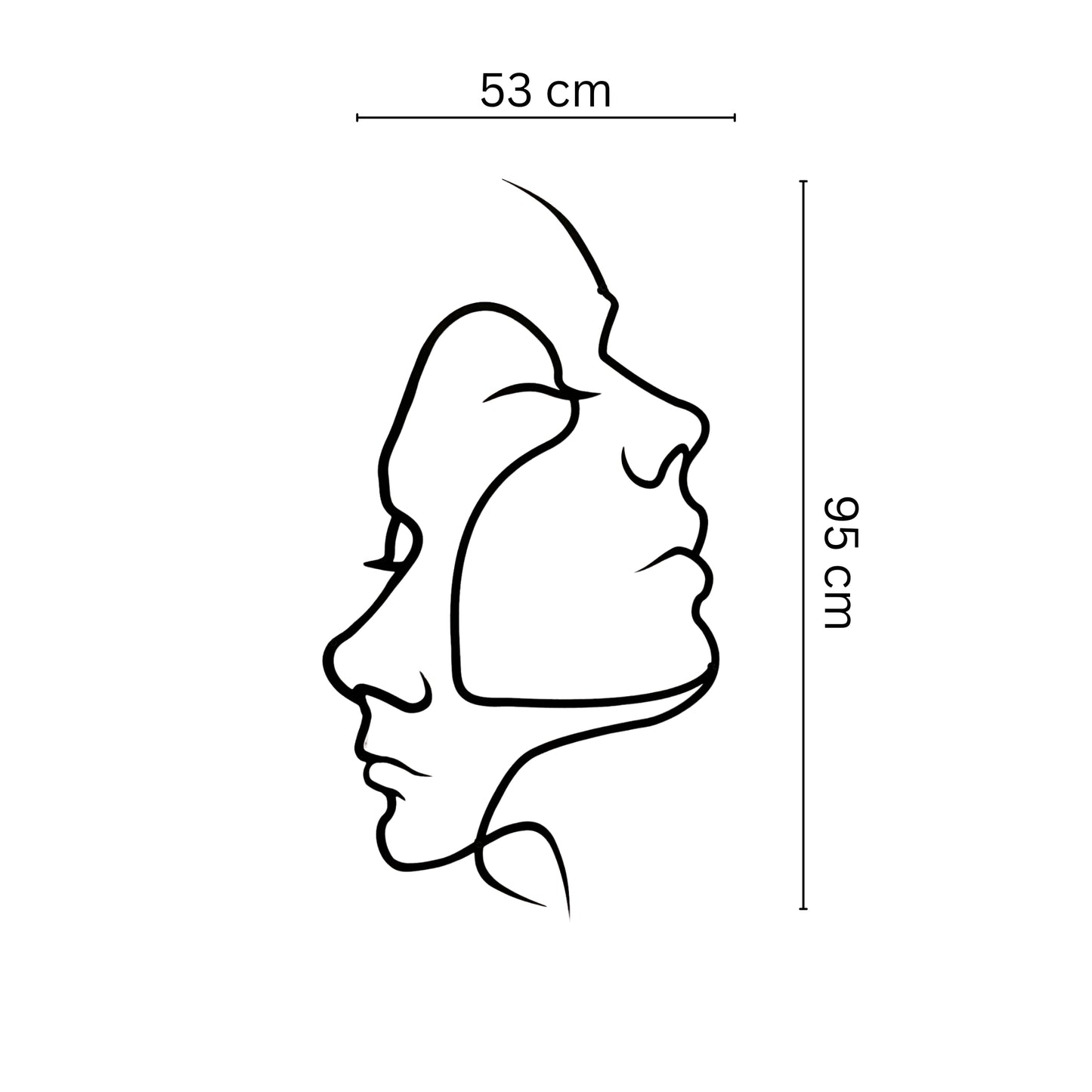 Abstract face metal wall art made of static dyed iron with 3D shadow effect and easy mounting hooks.