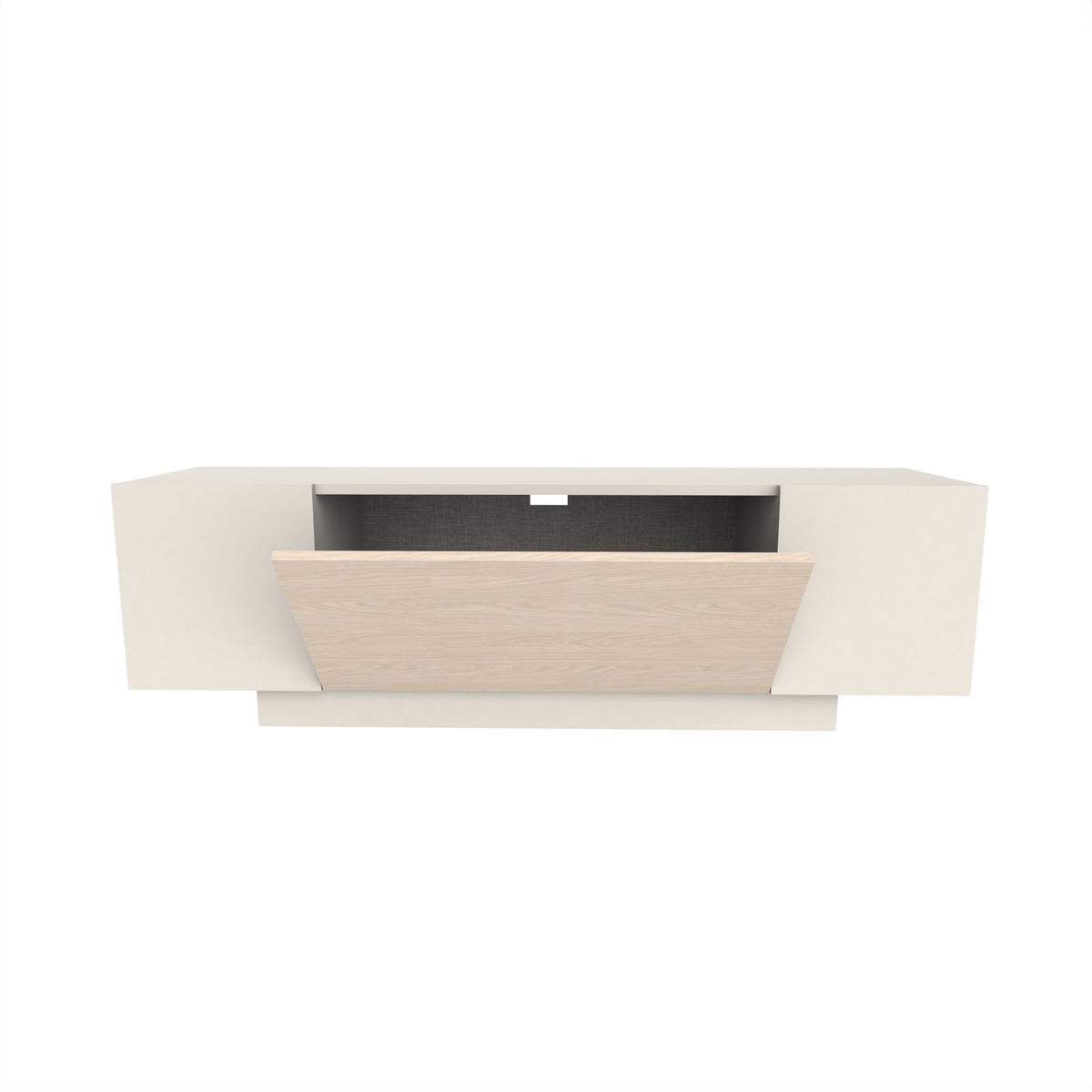 Valdre 150cm TV Unit with 2 Cupboards and Open Shelf, Plinth Base — Sandstone, Sonoma Oak, White, image 5
