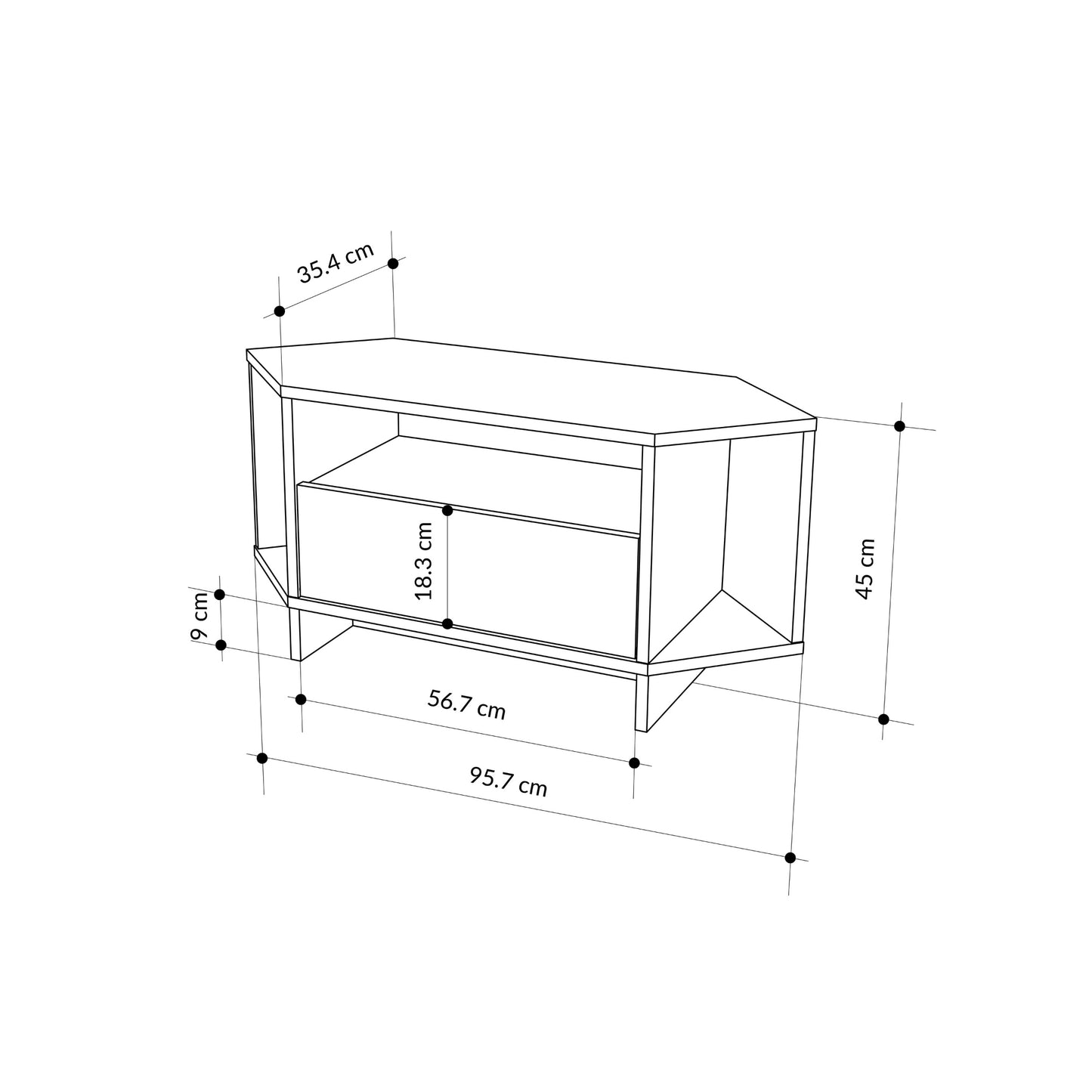 Corner TV Stand for 40 Inch TVs – Lila Modern Unit with Cabinet & Cable Management