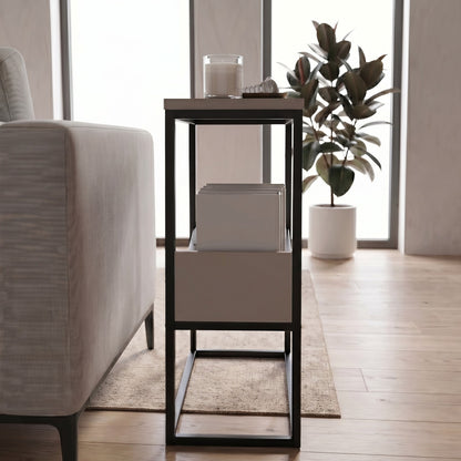 Rimble 55cm End Table with Angled Book Rack — Light Mocha