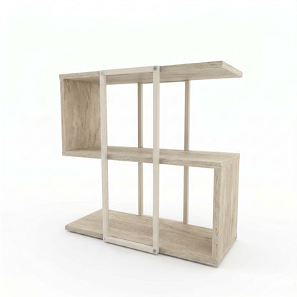 Grelle 56 cm Two-Tier Side Table with Metal Frame — Travertine