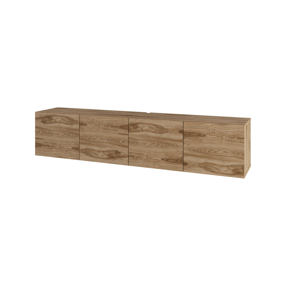 Hesmo 180cm Wall-Mounted TV Unit with 4 Soft-Close Doors — Whiskey Oak