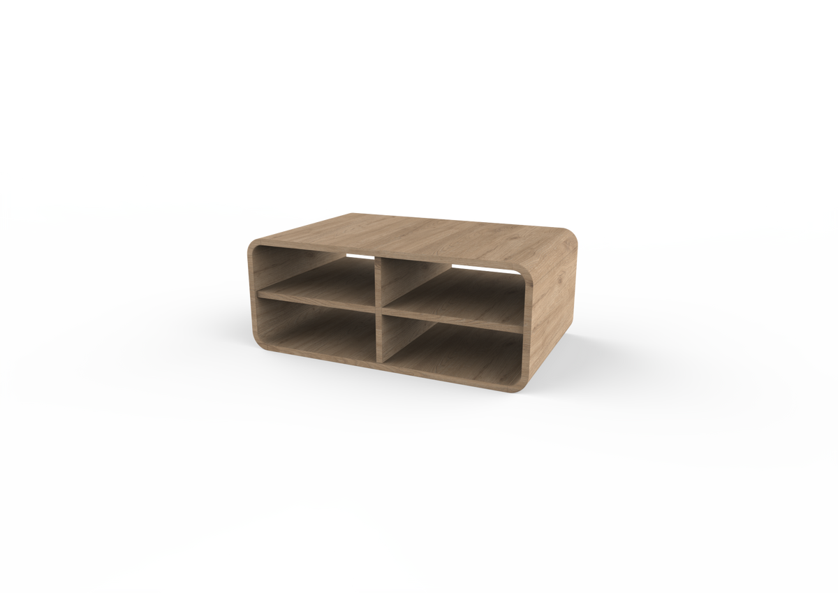 Bevund 80 cm Coffee Table with 4 Open Compartments — Natural Oak