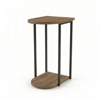 Yrsel 42cm Half-Round Side Table with Lower Shelf — Dark Oak Effect