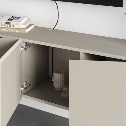 Hesmo 180cm Wall-Mounted TV Unit with 4 Soft-Close Doors — Sandstone