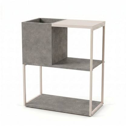 Hasvo 55 cm Multi-Tier Side Table with Cube Storage — Retro Grey