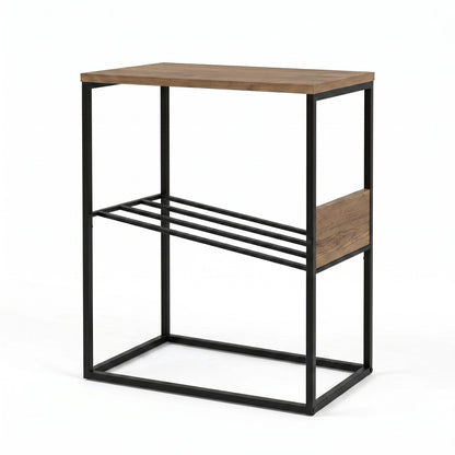Rimble 55cm End Table with Angled Book Rack — Dark Oak Effect