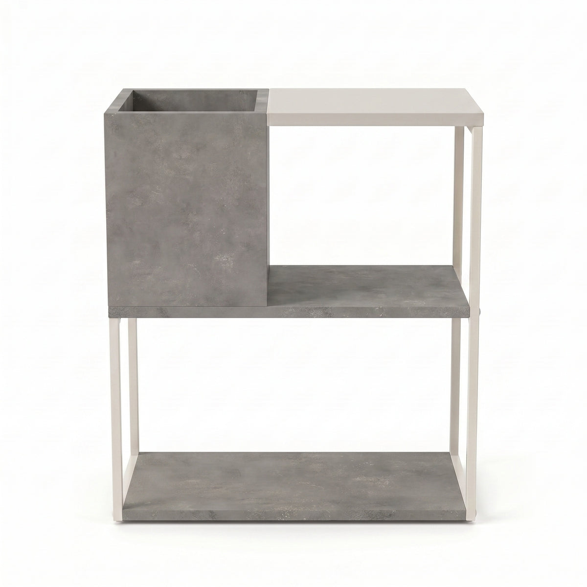 Hasvo 55 cm Multi-Tier Side Table with Cube Storage — Retro Grey