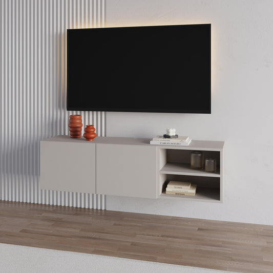 Gilvar 140cm Floating-Style TV Unit with 2 Soft-Close Doors — Sandstone