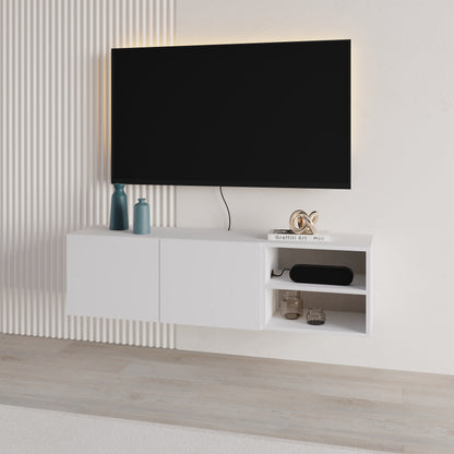 Gilvar 140cm Floating-Style TV Unit with 2 Soft-Close Doors — White