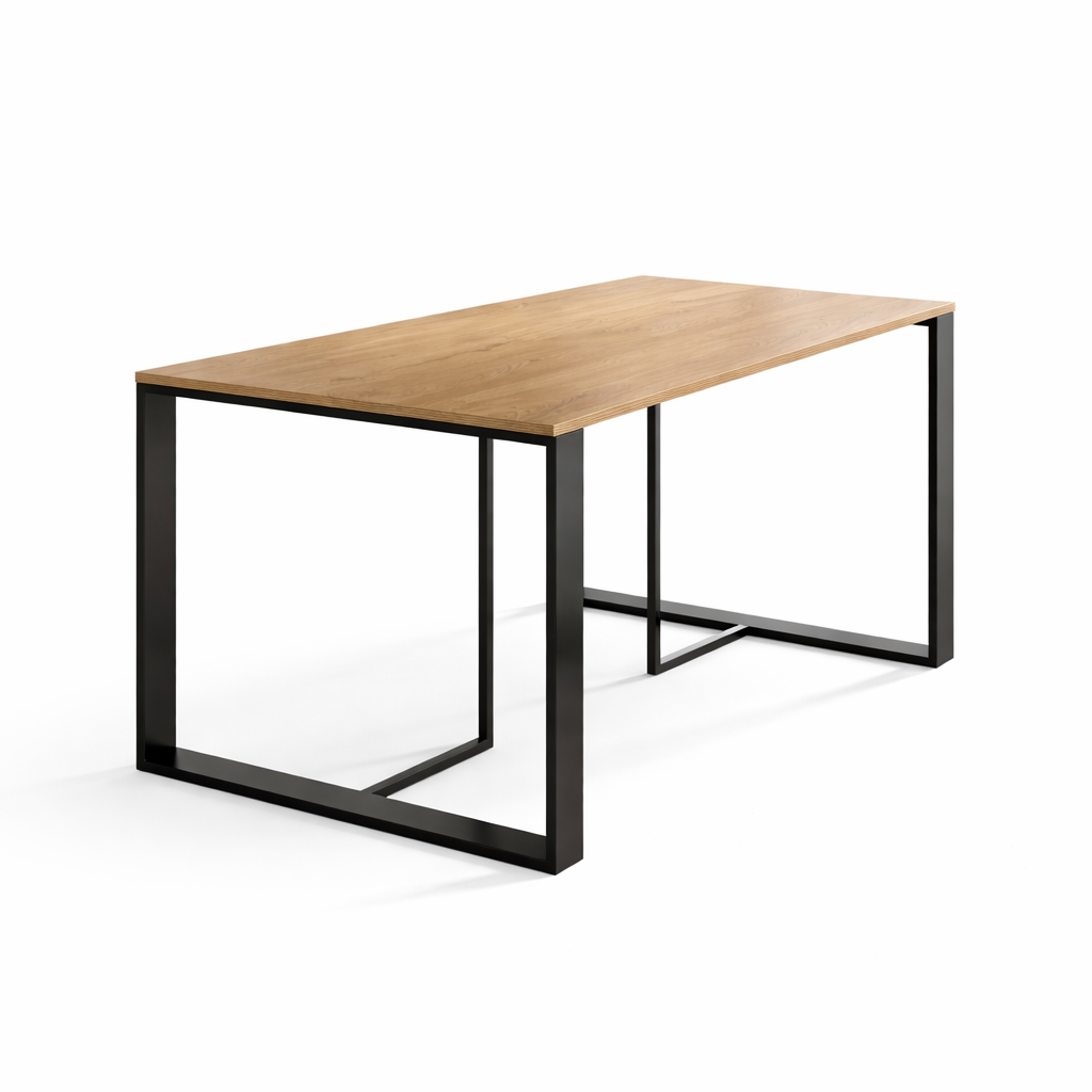 Kilnor 140x80cm Dining Table for 4 with Black Metal Legs — Black Wood / Anthracite
