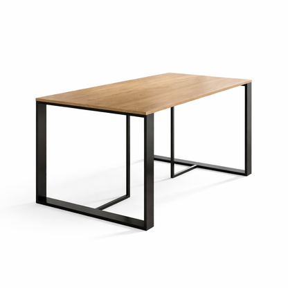 Kilnor 140x80cm Dining Table for 4 with Black Metal Legs — Black Wood / Anthracite