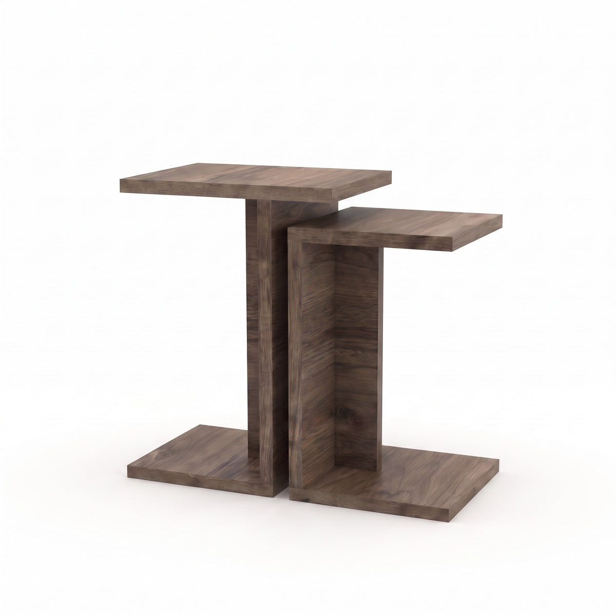 Jorsk C-Shaped Side Tables, Set of 2 (57 cm and 50 cm) — Natural Walnut Effect