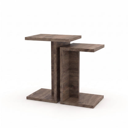 Jorsk C-Shaped Side Tables, Set of 2 (57 cm and 50 cm) — Natural Walnut Effect