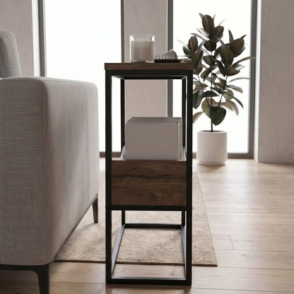 Rimble 55cm End Table with Angled Book Rack — Dark Oak Effect