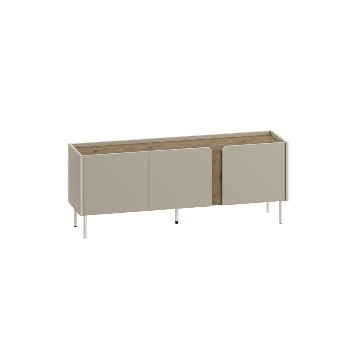 Eskor 140cm TV Stand with 3 Soft-Close Doors & 5 Shelves — Natural Oak, Sandstone