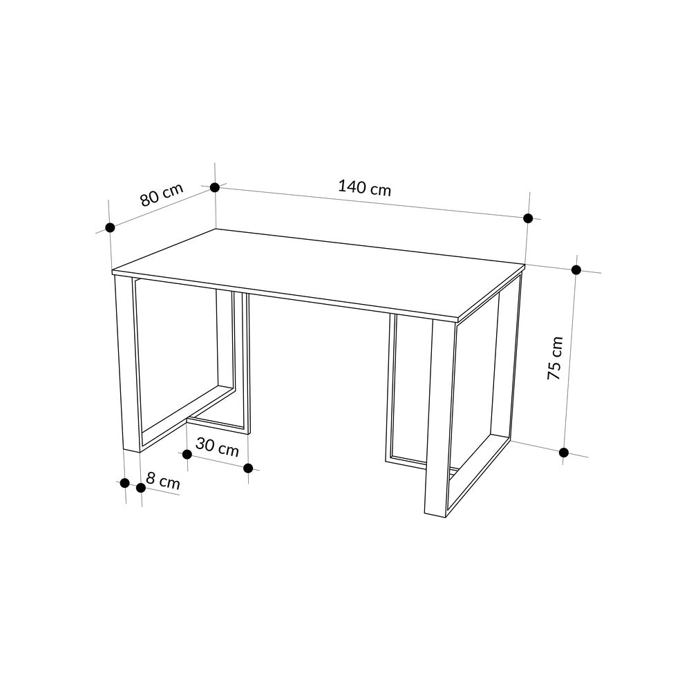 Kilnor 140x80cm Dining Table for 4 with Black Metal Legs — Black Wood