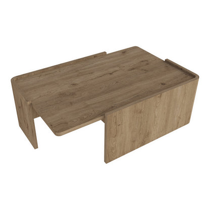 Pallow 82 cm Low Coffee Table with Solid Panel Ends — Natural Oak