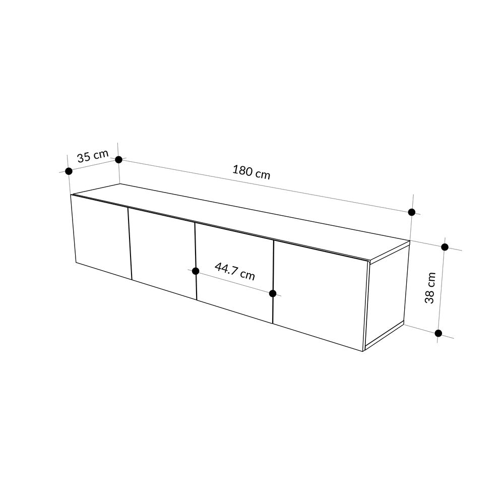 Hesmo 180cm Wall-Mounted TV Unit with 4 Soft-Close Doors — Sandstone