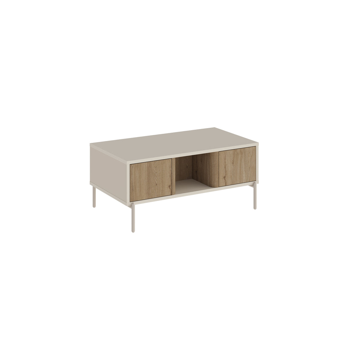 Fennor 90 cm Coffee Table with 2 Pull-Out Storage Boxes — Natural Oak, Sandstone
