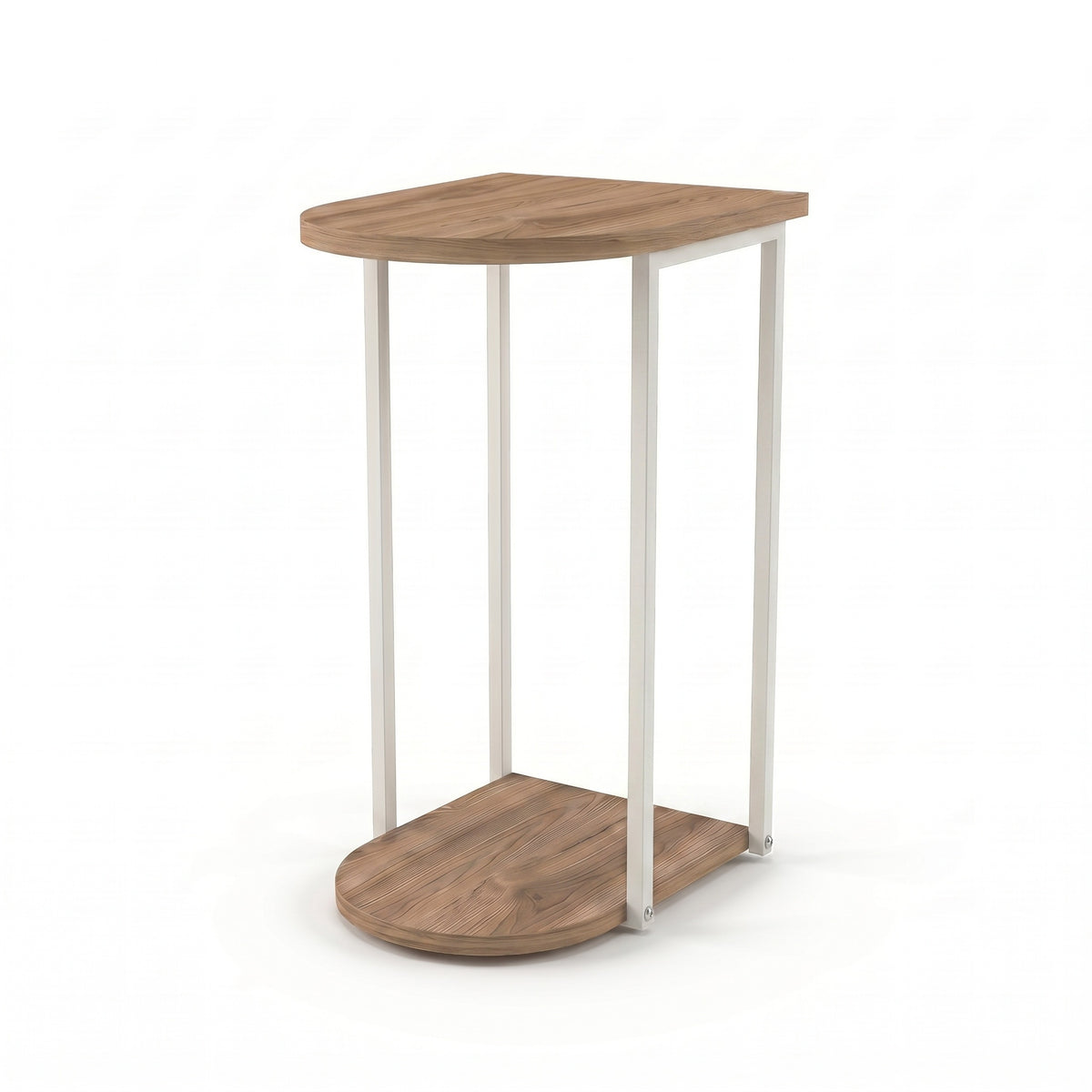 Yrsel 42cm Half-Round Side Table with Lower Shelf — Whiskey Oak