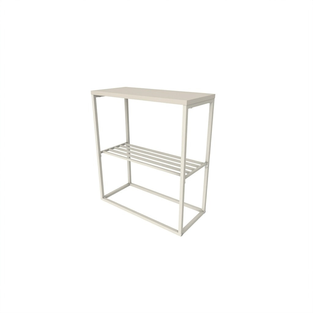 Pemby 55cm Slim End Table with Metal Magazine Rack — Sandstone