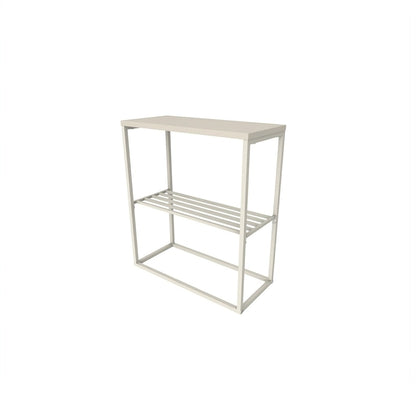 Pemby 55cm Slim End Table with Metal Magazine Rack — Sandstone