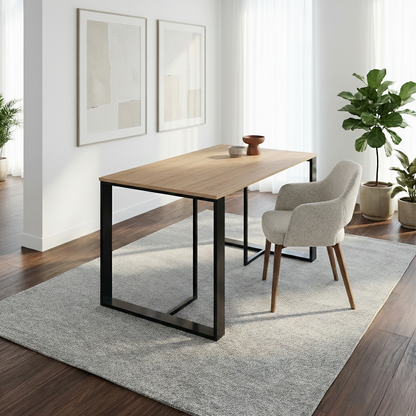 Kilnor 140x80cm Dining Table for 4 with Black Metal Legs — Black Wood / Anthracite