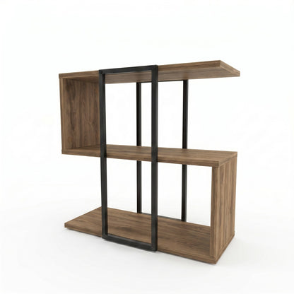 Grelle 56 cm Two-Tier Side Table with Metal Frame — Whiskey Oak