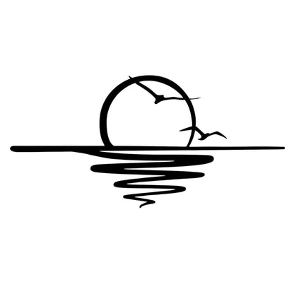 Sunset Metal Wall Art – 3D Minimal Seascape Wall Decor with Birds | 120x58 cm