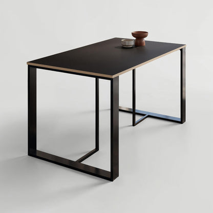 Kilnor 140x80cm Dining Table for 4 with Black Metal Legs — Black Wood